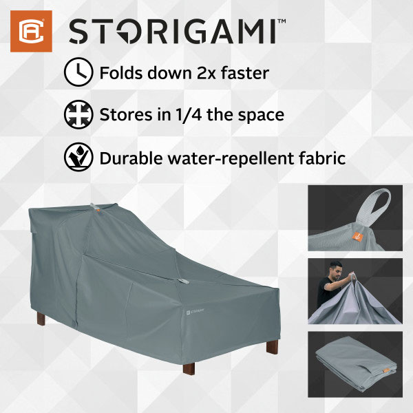 78 Inch Easy Fold Patio Day Chaise Cover, Monument Grey - Image 2